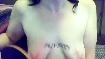 Stupid submissive girlfriend self spanking for me