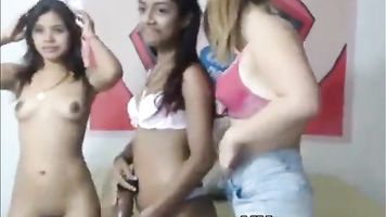 Three sexy teens have some fun on webcam
