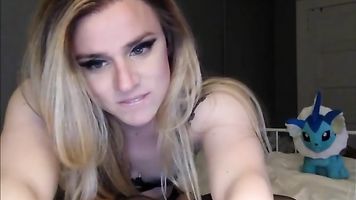 Amazing Blond Tranny Using Her Fleshlight