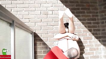 woman sunbathing on the terrace naked masturbating iv